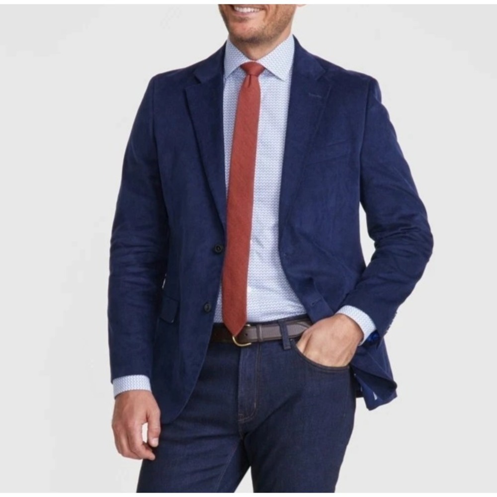 Nautica Men's Modern-Fit Solid Stretch Corduroy Elbow Patch Sport Coat Navy 48R